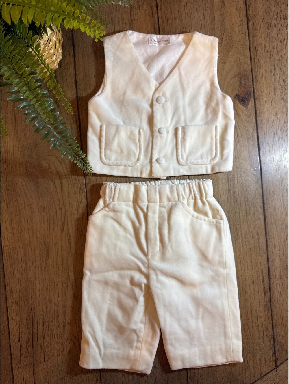 Ciccino Baby Formal Vest & Pants Set Cream 3 Months